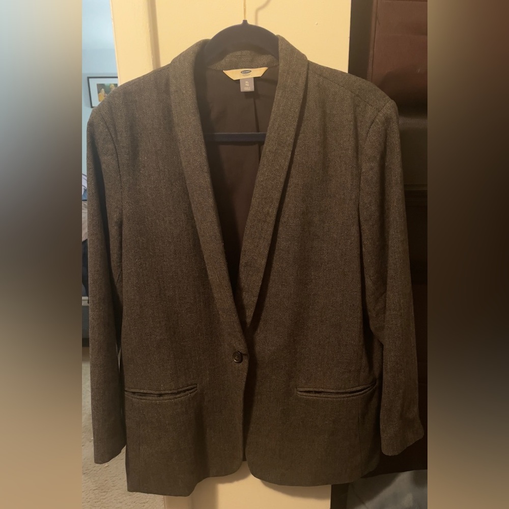 Grey Herringbone Blazer